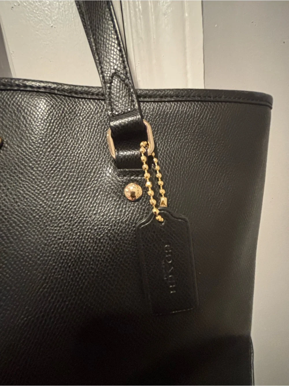 Coach Black Pebbled Leather Double-Handle Tote with Gold Hardware NWOT